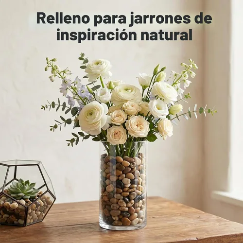 Vista 5 de Guijarros mezclados, pulidos, decorativos, naturales, 3/8 pulgadas de tamaño, de grava