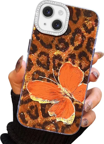 Vista 12 de I-MGAE-IN-AR Funda compacta para iPhone 11, diseño de mariposa, marco de protección de lente de cámara con diamante 3D, bonitas fundas protectoras