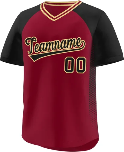 Vista 7 de Camiseta de béisbol personalizada con cuello en V para hombres, mujeres y jóvenes, camisetas de béisbol personalizadas con costuras o estampadas
