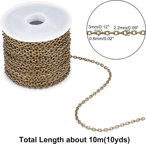 Vista 4 de PH PandaHall Cadenas de collar para fabricación de joyas, 32 pies 2mm cadenas de bordillo de eslabones torcidos de hierro cadena cruzada cadena