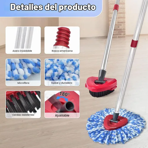 Vista 2 de Reemplazo de cabezal de trapeador, base, mango de trapeador para sistema de 2 tanques Ocedar RinseClean, 2 repuestos de trapeador de microfibra