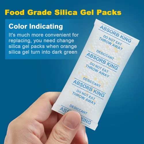 Vista 2 de Paquetes de Gel de Sílice – 2 Gramos 400 Paquetes Paquetes de Gel de Sílice, Paquetes de Desecante de Grado Alimentario con Indicador