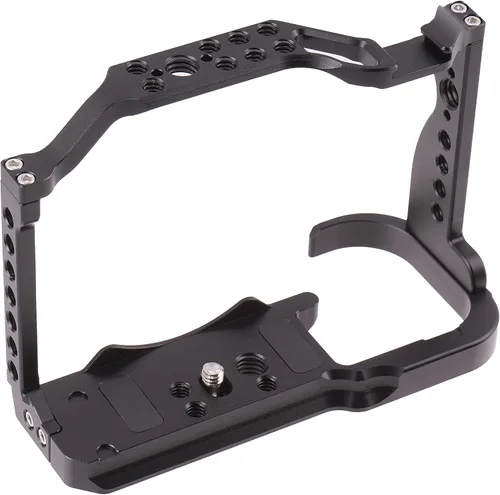 Vista 2 de Hersmay Jaula de cámara EOS R7 con mango superior para Canon EOS R7 Cage con placa de liberación rápida para soporte Arca, zapata fría, riel NATO