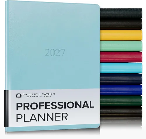 Vista 26 de Gallery Leather Professional Weekly Monthly Planner 2027, Elegantly Bound Calendar Planner and Notebook with Stylish Gold-Gilded Page Edges, 12