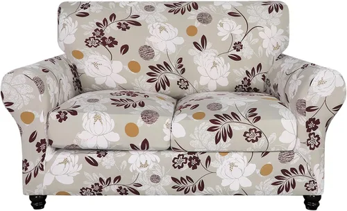 Vista 59 de SearchI Funda elástica para sofá, funda para sillón de 2 piezas con funda de cojín separada para silla, protector de muebles lavable para sala