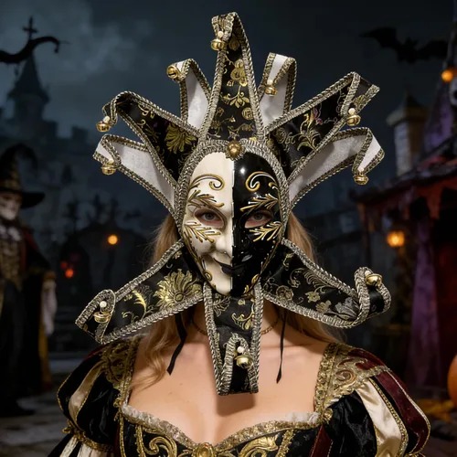 Vista 7 de Máscara veneciana vintage de bufón para mujer, accesorio para disfraz de carnaval, mardi gras