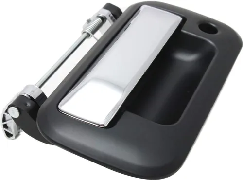 Vista 3 de Para Ford F-150 Manija de puerta trasera 2004-2013 con orificio para llave Bisel negro liso con palanca cromada Plástico FO1915112
