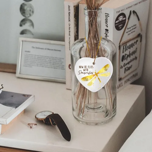 Vista 3 de Adorno conmemorativo de regalo para seres queridos, ahora él vuela con libélulas, regalos de recuerdo de condolencias por pérdida de padre, abuelo