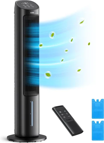 Vista 2 de Dreo Ventiladores de torre Enfriador de aire evaporativo de 40" y ventilador oscilante de 120°+120° con control remoto para dormitorios