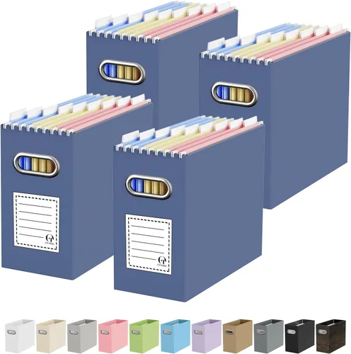 Vista 33 de Oterri Caja Organizadora de Archivos de Cartón para Carpetas Colgantes Tamaño Carta, Caja de Archivos para Escritorio de Computadora, Archivador