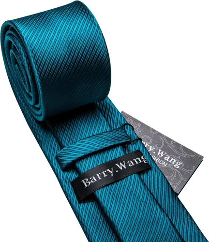 Vista 81 de Barry.Wang Juego de corbatas para hombre, corbata de seda a rayas, tejido a cuadros, gemelos formales, negocios, boda