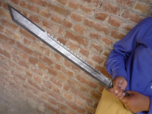 Vista 2 de La mano de encargo forjó la espada del machete del acero de Damasco/el Tanto/la espada de la caza de GLA