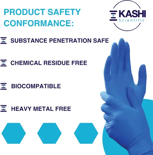 Vista 5 de Kashi Scientific Guantes desechables de nitrilo para examen médico, sin polvo ni látex, guante azul de 4 mil sin látex, guantes aptos