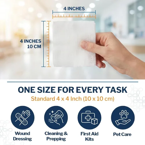 Vista 5 de McKesson Esponjas tejidas de gasa, no estériles, (4 x 4 pulgadas (200 unidades) 12-Ply 100% Cotton Breathable Woven Gauze Sponges for Wound Care &