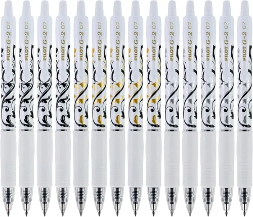 Vista 5 de Pilot, bolígrafos de gel G2 Premium, punta fina de 0.7 mm, colección Fashion, negro, paquete de 5