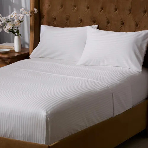 Vista 5 de Cuddledown Juego de sábanas de damasco a rayas Split King Size Damasco Gris antracita