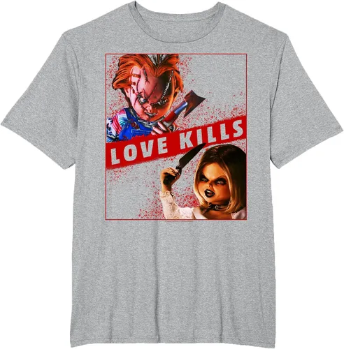 Vista 17 de Child's Play Chucky and Tiffany Love Kills T-Shirt Asphalt Grey