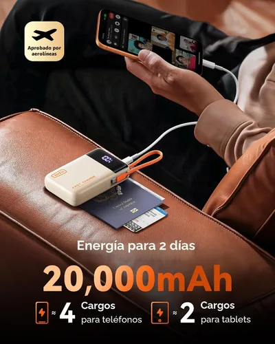 Vista 5 de INIU cargador portátil 20000mAh, banco de carga rápida más pequeño