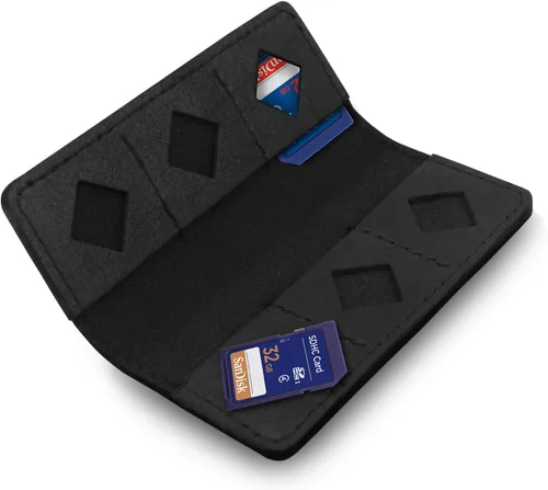 Vista 10 de MegaGear Tarjetero SD de cuero con 12 ranuras para tarjetas Camello