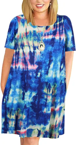 Vista 13 de Kancystore Vestido casual de verano para mujer, talla grande, con bolsillos Albaricoque