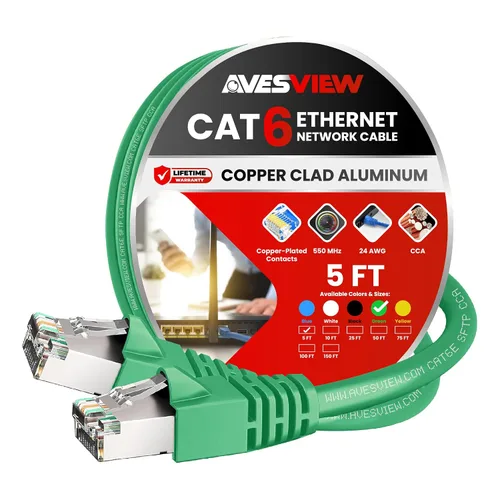 Vista 11 de Cable Ethernet blindado CAT 6 de 5 pies, para interiores de alta velocidad (SFTP) 10 Gbps blindado sin enganches, cable Ethernet de 5 pies