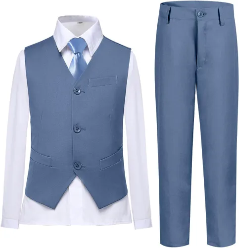 Vista 21 de Conjunto de chaleco para niños, trajes formales, trajes de boda, ropa de vestir