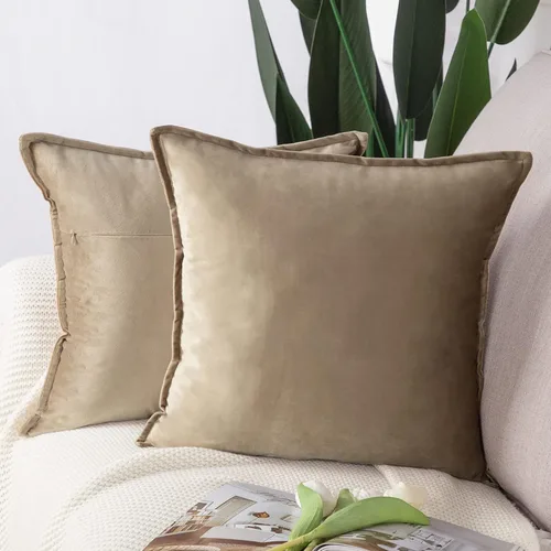 Vista 7 de MADIZZ Juego de 2 fundas de almohada decorativas de terciopelo súper suave con borlas, estilo de lujo, funda de almohada para sofá y dormitorio