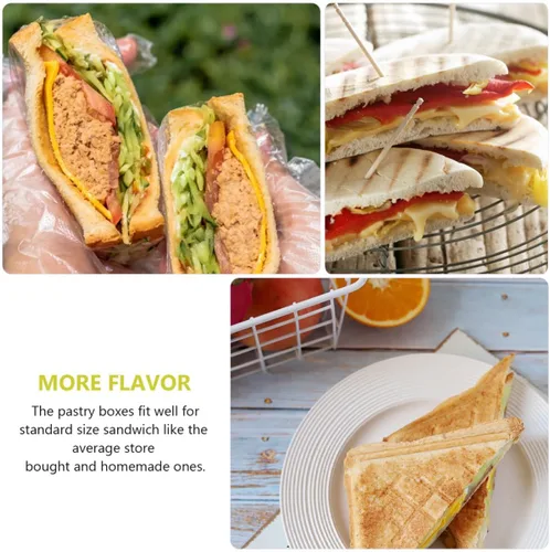 Vista 8 de DOITOOL 100pcs Sandwich Contenedores Plástico Sandwich Box Plástico Sandwich Triángulo Bolsa