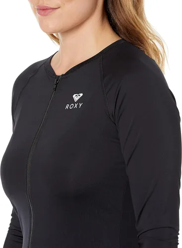 Vista 3 de Roxy Camiseta de manga larga con cremallera para mujer Essentials, Negro