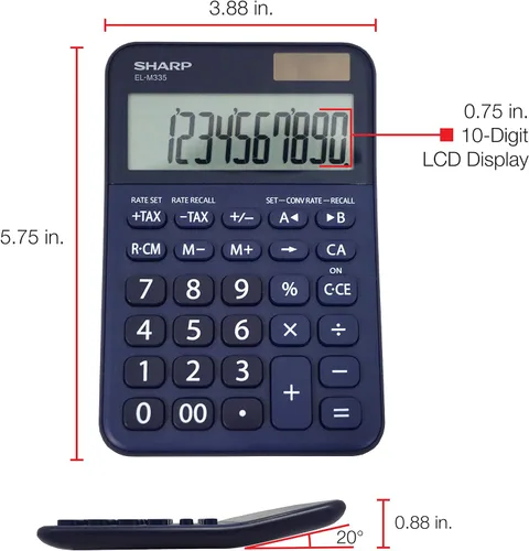 Vista 4 de Sharp EL-M335 Calculadora de escritorio extragrande de 10 dígitos con funciones de conversión de moneda, teclas de impuestos, porcentaje