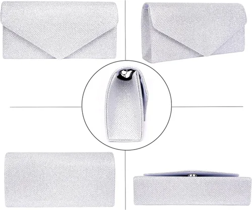 Vista 4 de Larcenciel Bolsos de mano para mujer, con lentejuelas brillantes, bolsa de noche con cadena, elegante vestido de fiesta de graduación, bolso de novia