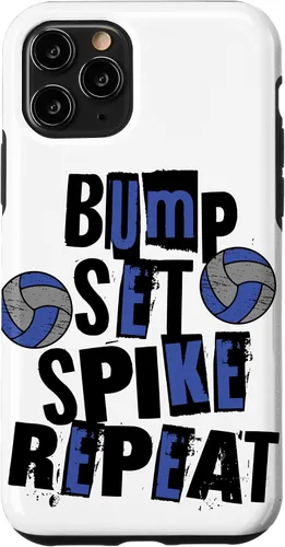 Vista 10 de iPhone XR Parents Girls Volleyball Bump Set Spike Repeat Blue & Black Case