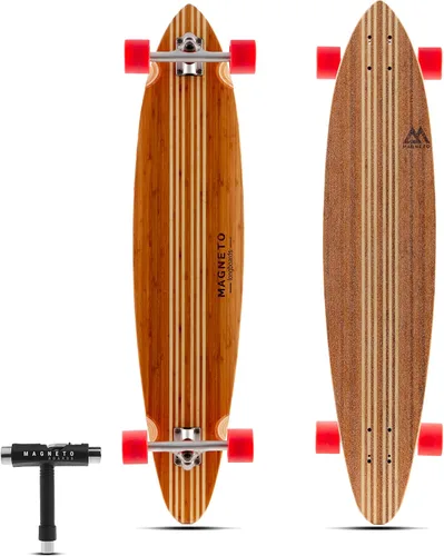 Vista 9 de Magneto Longboards Bamboo Longboards for Cruising, Carving, Free-Style, Downhill and Dancing (Bamboo Drop & Fiberglass Through Longboard)