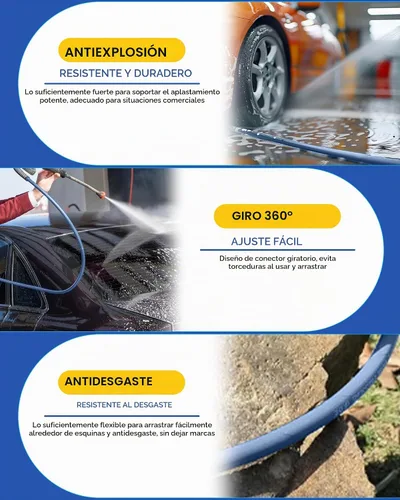 Vista 5 de Manguera de lavado a presión 50 pies 4800PSI sin marcas 3/8 '' estructura Blu