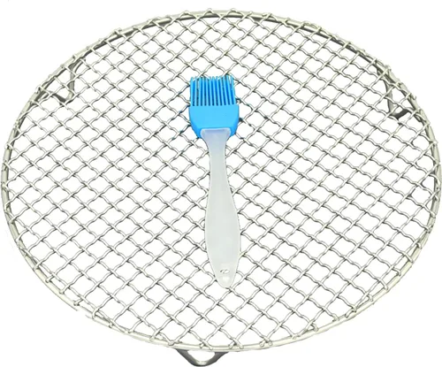 Vista 2 de Rejilla de enfriamiento redonda de acero inoxidable con alambre cruzado para parrilla con 3 patas para cocinar hornear al vapor (8.25 pulgadas)