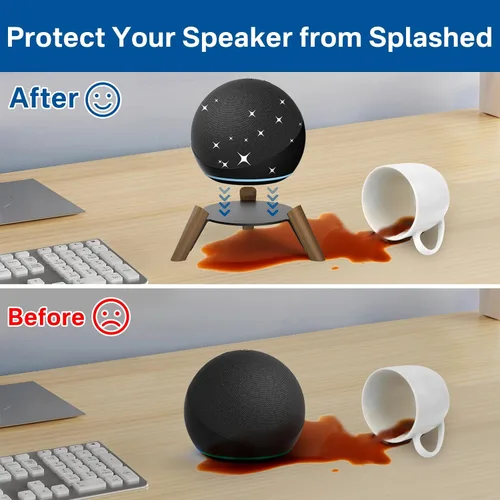 Vista 6 de Soporte de escritorio de madera para Echo Dot de 4ª y 5ª generación y soporte para Echo Dot Max para un mejor sonido, soporte de altavoz de trípode