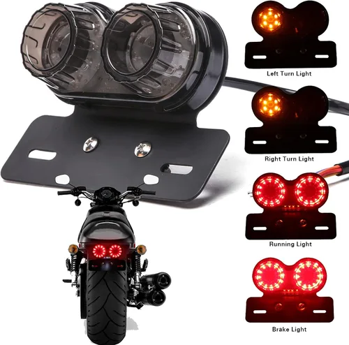 Vista 7 de DREAMIZER Luz trasera de freno LED roja para motocicleta con señal de giro, placa de matrícula compatible con Sportster 883 Street bike Dirt bike