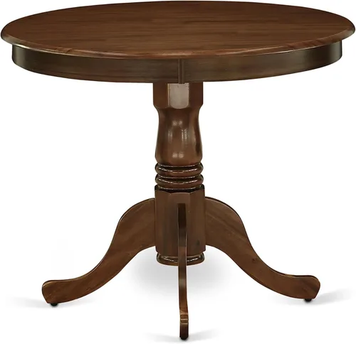 Vista 4 de East West Furniture ANAB3-AWA-05 - Juego de mesa de comedor moderno de 3 piezas, incluye una mesa de cocina redonda con pedestal y 2 sillas