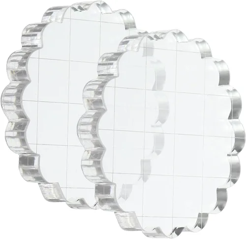 Vista 9 de PATIKIL Bloque de sello acrílico de 2 pulgadas, bloque de estampado transparente con líneas de cuadrícula, bloques de montaje decorativos redondos