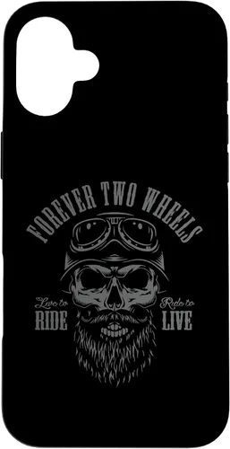 Vista 23 de Forever Two Wheels Biker Skull with Beard Motorcycle Design - Carcasa para iPhone 17