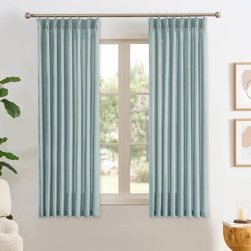 Vista 15 de RAIN CITY - Juego de 2 cortinas de 45 pulgadas de largo con plisado con pellizco, cortinas semitraslúcidas para dormitorio, cuarto de bebé