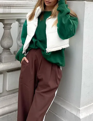 Vista 4 de APAFES Chaleco acolchado de invierno para mujer, cuello alto, ligero, aislante, ropa de abrigo