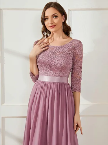 Vista 5 de Ever-Pretty 07412 - Vestido elegante largo, con mangas 34 y cintura imperio para dama de honor