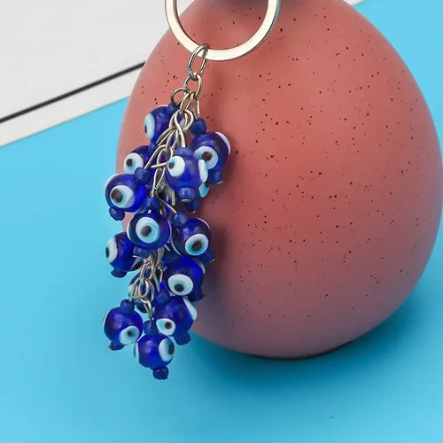 Vista 3 de Glass Eyeball Keychain Metal Eye Beads Keyring Pendants Evil Eye Charms Car Key Ring Holder