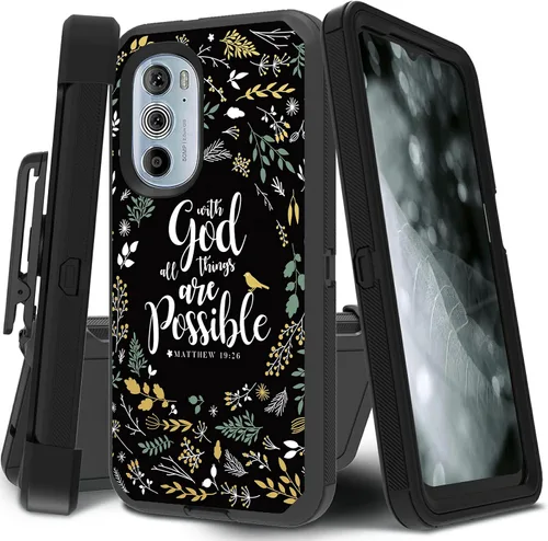 Vista 24 de Funda para Motorola Edge 2021 / Moto Edge 5G UW, protección resistente de 3 capas híbridas a prueba de golpes con funda de clip para cinturón