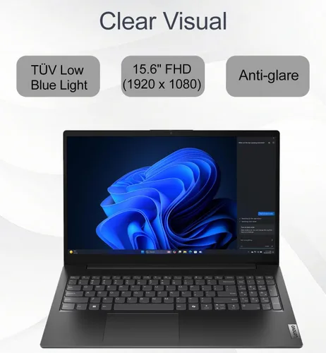 Vista 2 de Lenovo Laptop V15, Intel Core 7-240H, DDR5 de 16 GB, SSD de 512 GB, Windows
