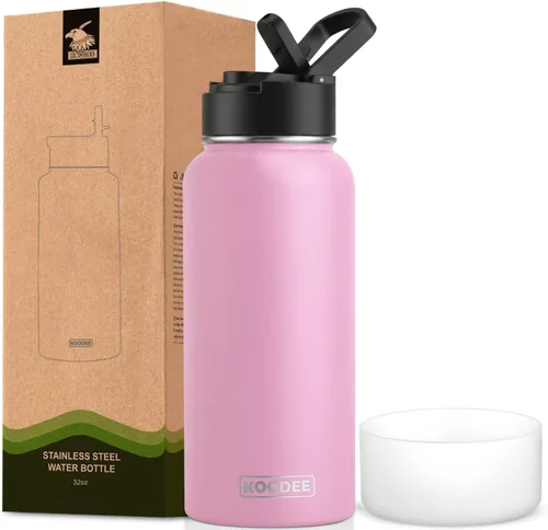Vista 142 de koodee Botella de agua para niños, botella de agua de acero inoxidable de 12 onzas con aislamiento al vacío para la escuela, botella de agua de boca