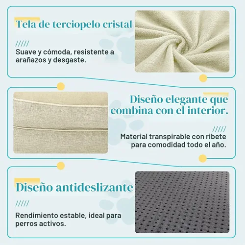 Vista 6 de Cama ortopédica impermeable de espuma viscoelástica XL antideslizante Beige1