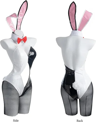 Vista 5 de CR ROLECOS - Disfraz de conejo Mai Sakurajima para mujer, traje con orejas de conejito, un body sexy
