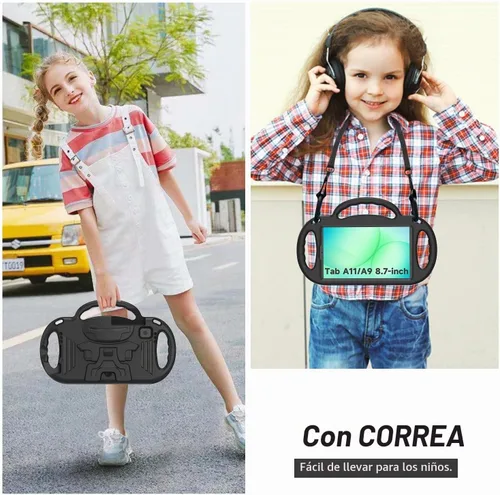Vista 4 de AVAWO Funda infantil para Samsung Galaxy Tab A11 de 8.7 pulgadas 2026/A9 de 8.7 pulgadas 2023, con correa, soporte de mango ligero a prueba de Negro